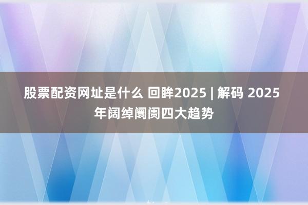 股票配资网址是什么 回眸2025 | 解码 2025 年阔绰阛阓四大趋势