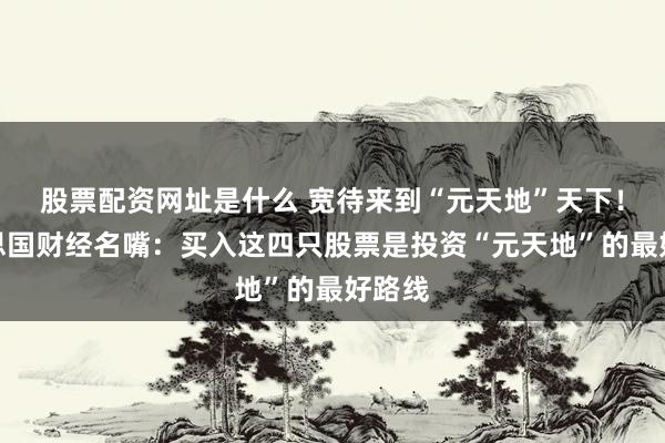 股票配资网址是什么 宽待来到“元天地”天下！好意思国财经名嘴：买入这四只股票是投资“元天地”的最好路线