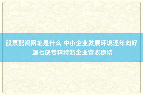 股票配资网址是什么 中小企业发展环境逐年向好 超七成专精特新企业营收稳增